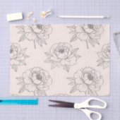 Peony Floral Line Art Pattern Soft Seidenpapier (Handwerk)