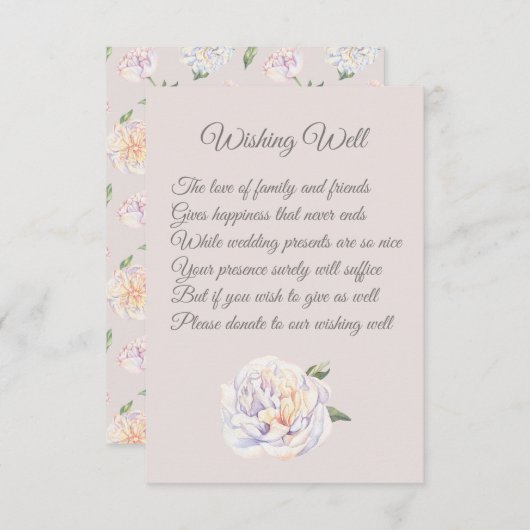 Peony Floral Mauve Hochzeitsplanung Begleitkarte (Vorne/Hinten)