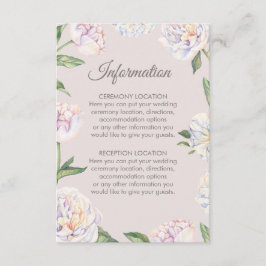 Peony Floral Mauve Wedding Information Cards Begleitkarte