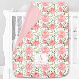 Peony Floral Muster Personalisiert Name Spring Babydecke