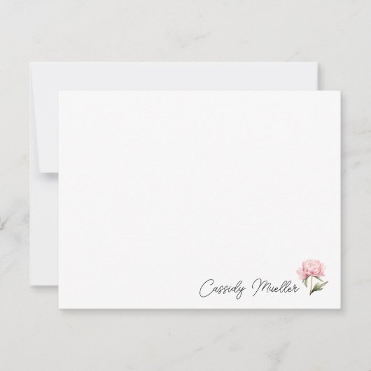 Peony Floral Note Card Mitteilungskarte (Vorderseite)