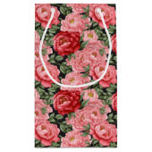 Peony Floral Print Geschenktasche Kleine Geschenktüte (Rückseite)