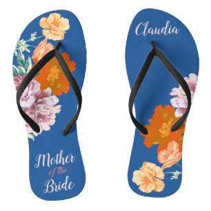 Peony Floral Something Blue Wedding Flip Flops Badesandalen