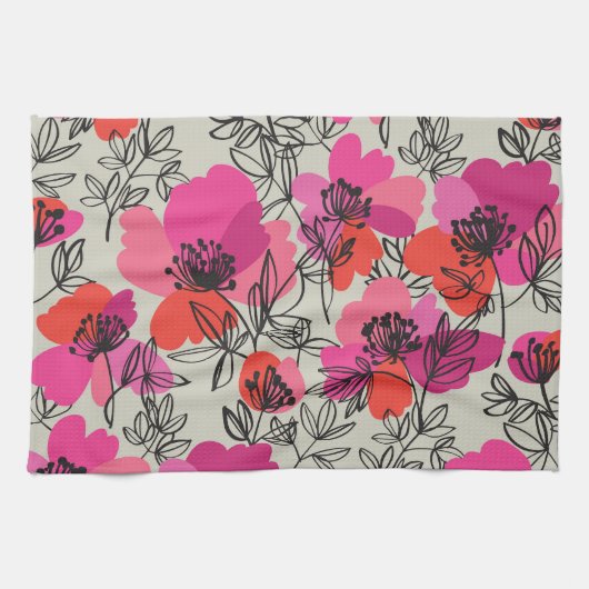 Peony Floral Vintag Nahtlose Muster. Geschirrtuch (Horizontal)