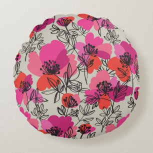 Peony Floral Vintag Nahtlose Muster. Rundes Kissen
