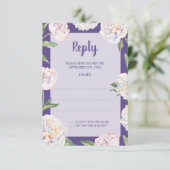 Peony Floral Violet Lila Hochzeitstorte RSVP Karte (Stehend Vorderseite)