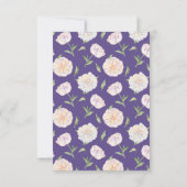 Peony Floral Violet Lila Hochzeitstorte RSVP Karte (Rückseite)