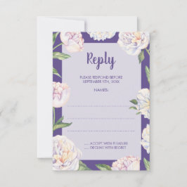 Peony Floral Violet Lila Hochzeitstorte RSVP Karte