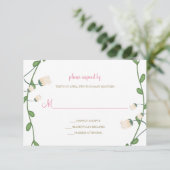 Peony Floral Wedding RSVP Card Karte (Stehend Vorderseite)