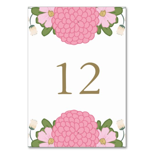Peony Floral Wedding Tischnummer Cards (Vorderseite)