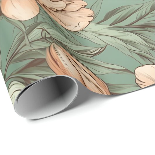 Peony Floral Wrapping Paper Bridal Baby Dusche Geschenkpapier (Rolleneckpunkt)