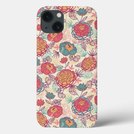 Peony flowers and leaves pattern Case-Mate iPhone hülle (Rückseite)
