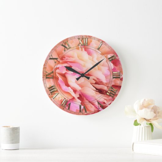 Peony Fluff Große Wanduhr (Zuhause)