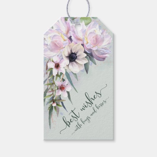 Peony Garden Best Wünsche mit Hugs und Kisses Geschenkanhänger (Vorderseite)