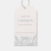 Peony Garden | Blauer Blumenblütendusche Geschenkanhänger (Vorderseite)