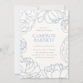 Peony Garden Blue Floral Brautparty Einladung (Vorderseite)