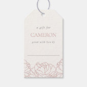 Peony Garden | Blumendusche aus Dusty-Rose Geschenkanhänger (Vorderseite)