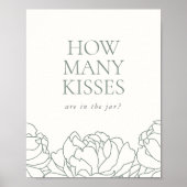 Peony Garden Brautparty "How many Kisses" Zeichen Poster (Vorne)