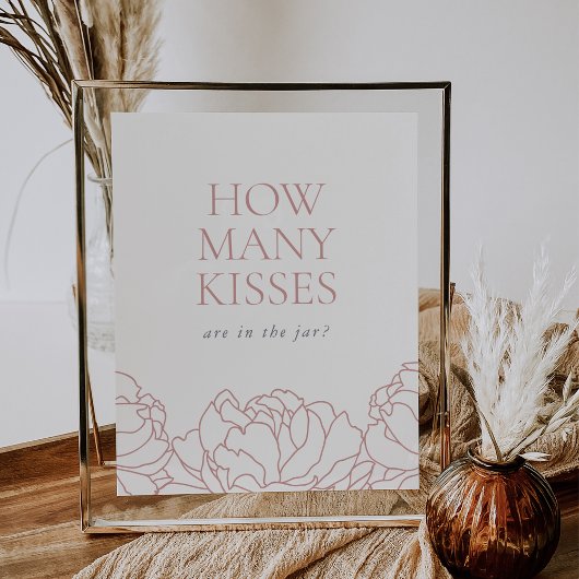 Peony Garden Brautparty "How many Kisses" Zeichen Poster