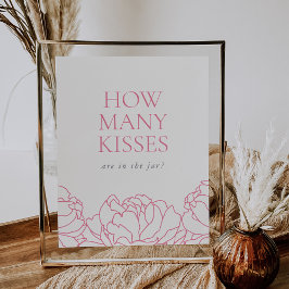 Peony Garden Brautparty "How many Kisses" Zeichen Poster