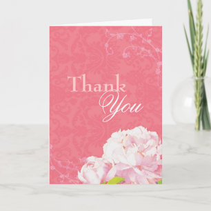 Peony Garden Coral Pink Wedding Vielen Dank Dankeskarte