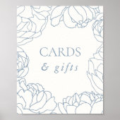 Peony Garden Dusty Blue Floral Cards & Geschenke Poster (Vorne)