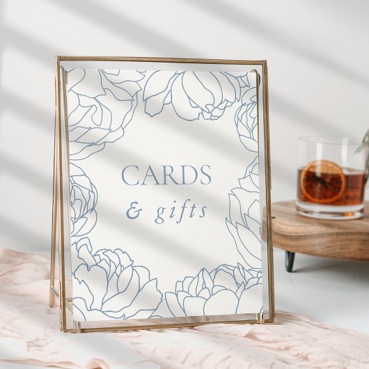 Peony Garden Dusty Blue Floral Cards & Geschenke Poster