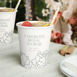 Peony Garden Dusty Sage Green Floral Brautparty Pappbecher