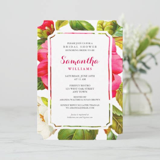 Peony Garden Floral | Brautparty Party Einladung (Stehend Vorderseite)