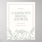 Peony Garden Green Floral Brautparty Willkommen Poster (Vorne)