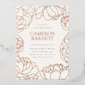Peony Garden Ivory Floral Brautparty Folieneinladung (Vorderseite)