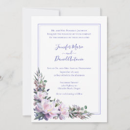 Peony Garden Periwinkle White Wedding Einladung