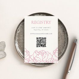Peony Garden Pink Floral Brautparty Registry QR Begleitkarte