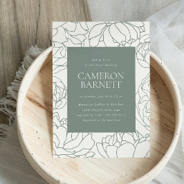 Peony Garden Sage Green Floral Brautparty Einladung