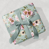 Peony Garden Sage Green Wedding Geschenkpapier
