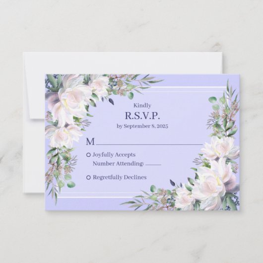 Peony Garden Wedding Lavender RSVP Card (Vorderseite)