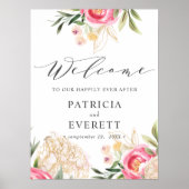 Peony gold Blume Boho Wedding Willkommen Poster (Vorne)