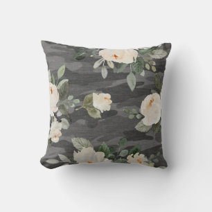 Peony Gray Camouflage Throw Kissen