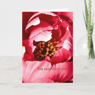 Peony  Greeting card with original poem Dankeskarte