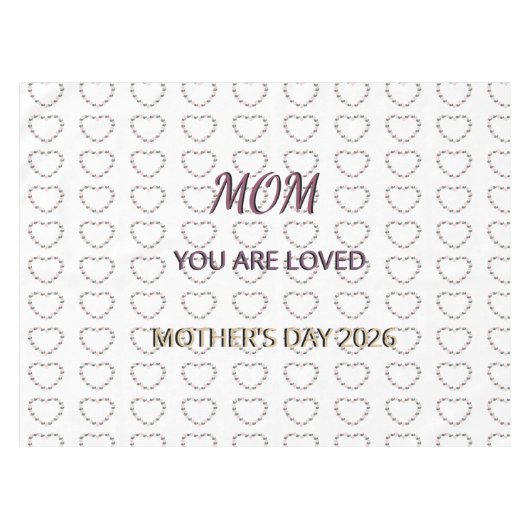 Peony Heart Celebration Pattern for Mom Tischdecke (Vorderseite (Horizontal))