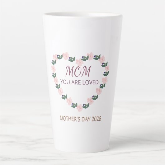 Peony Heart Latte Love for Mom Milchtasse (Vorderseite)