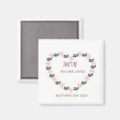 Peony Heart Mom Affection Artwork Magnet (Vorderseite/Rückseite)