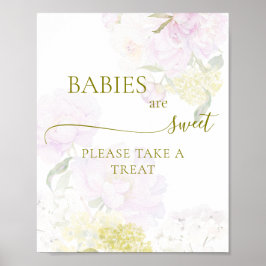 Peony Hydrangea Baby Shower Babies sind süß Poster