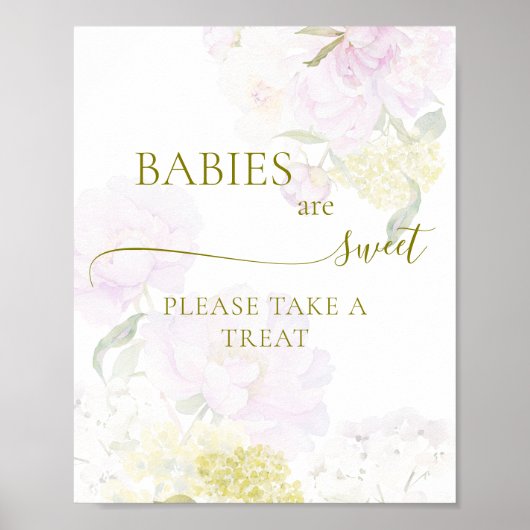Peony Hydrangea Baby Shower Babies sind süß Poster (Vorne)