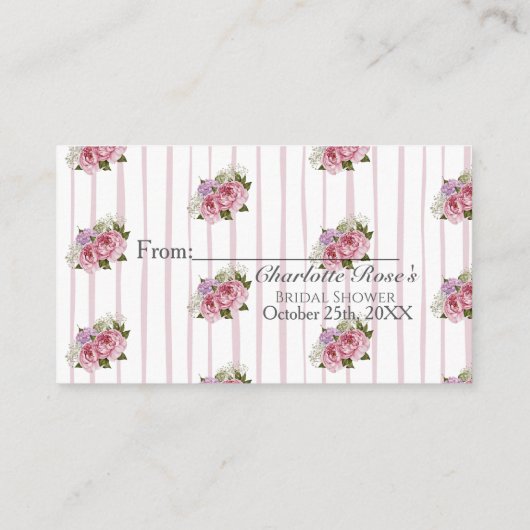 Peony hydrangea Bridal Display Dusche Umschließung Begleitkarte (Rückseite)