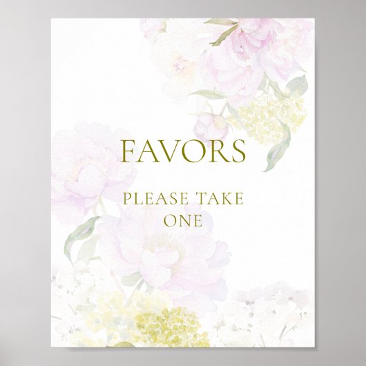Peony Hydrangea Pastel Baby Duwer Favoriten Poster (Vorne)
