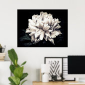 Peony in Black and White Poster (Heimbüro)
