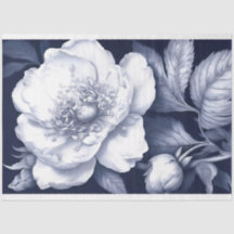 Peony in blue decoupage