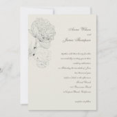 Peony Ink Sketch Ecru Elegante Calligrafy Wedding Einladung (Vorderseite)