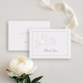 Peony Ivory Formal Elegant Couple Note Wedding Dankeskarte
